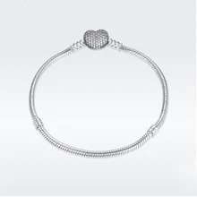 Подлинный 925 пробы серебряный браслет Moments Pave Сердце застежка с кристаллами браслет подходит бисера Шарм Diy ювелирные изделия