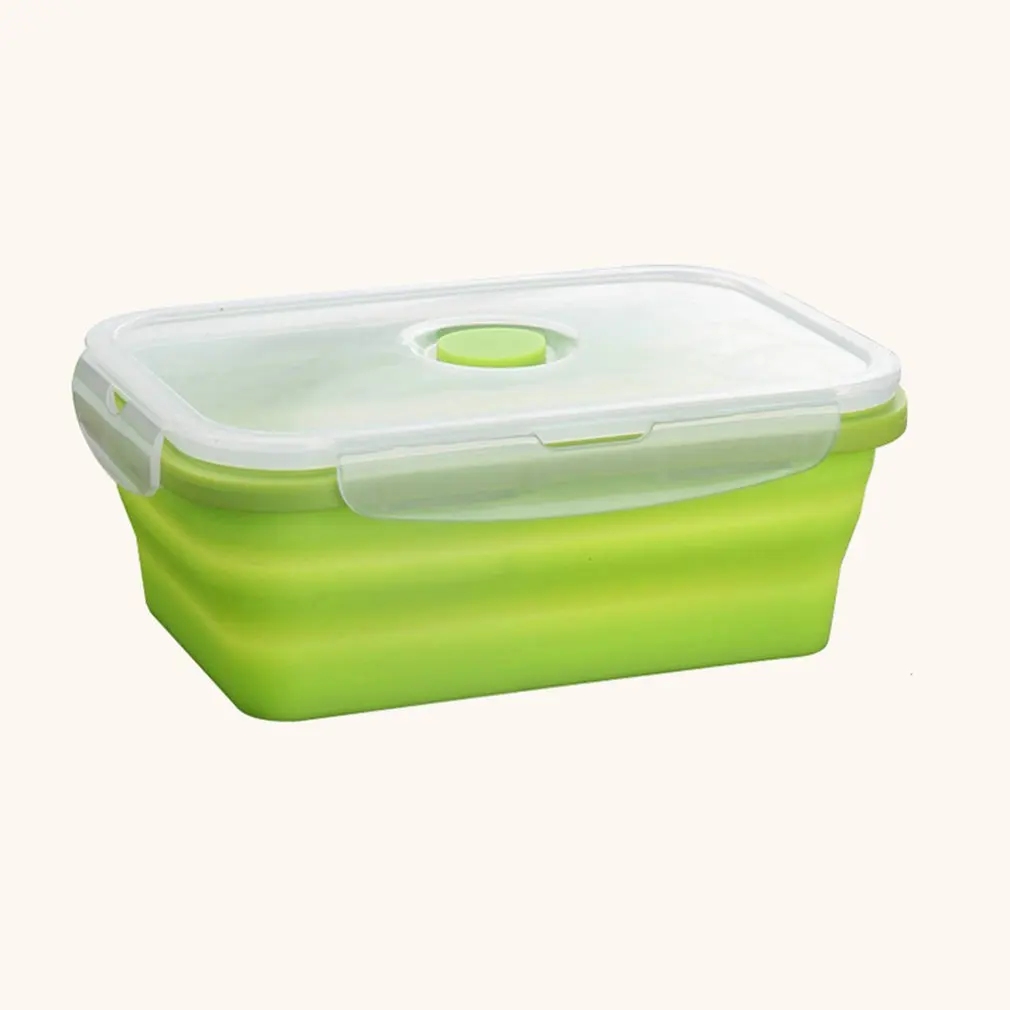 green Large Capacity Silicone Portable Lunch Box 750ml Microwave Oven Bowl Bento Box Food Storage Lunch box - Цвет: green