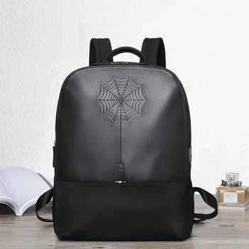 

Spider Embroidery Backpack Boys Girls School Backpacks Men Women New Pattern Laptop Bags Students Book Genuine Leather Rucksack
