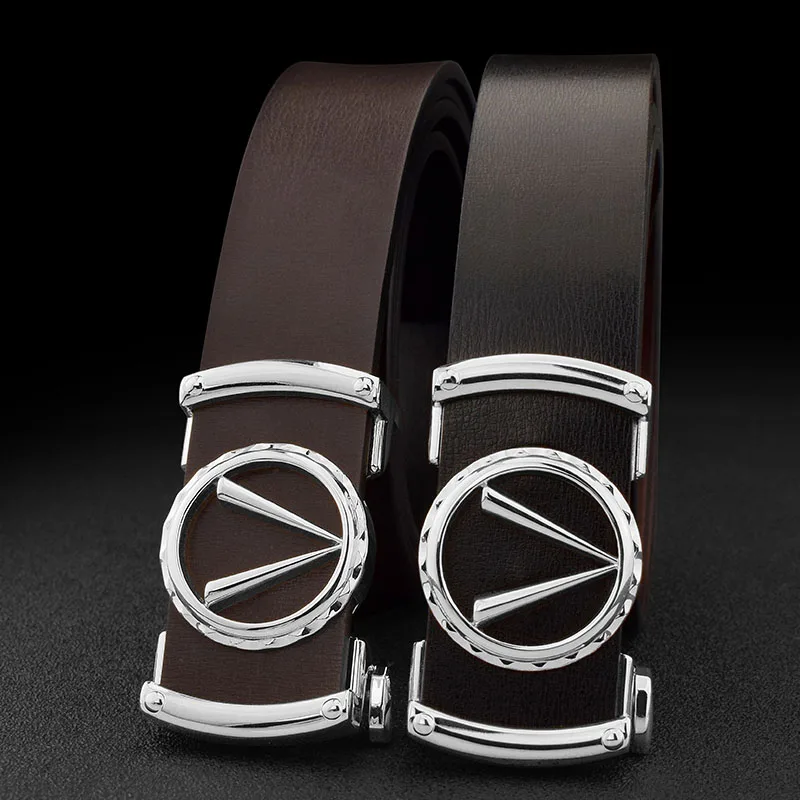 Fashion V letter Black genuine leather designer belts men HighQuality Cowskin Waist Strap Casual Automatic buckle ceinture homme