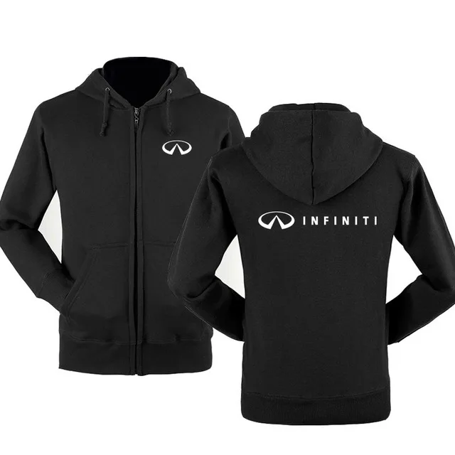 Осень Зима Infiniti Логотип толстовки на молнии печатных мужчин fleecel куртка с капюшоном толстовки молнии с капюшоном v