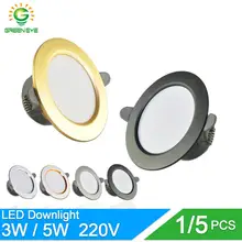 1/5 шт. Светодиодный точечный светильник 3W 5W 3000k 4000k 6500k вниз светильник AC220V-240V светодиодное потолочное освещение Кухня гостиной закрытый круглый светильник