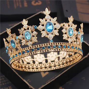 

Flower Bridal Tiaras and Crowns Crystal Royal Queen King Crown Wedding Hair Jewelry Circle Diadem Bride Head Accessories