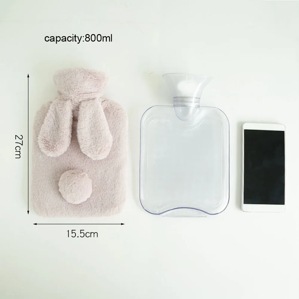 Warm Water Bag Hand Warmer Household Warming Hot Water Bottles with Rabbit Ear Cover new