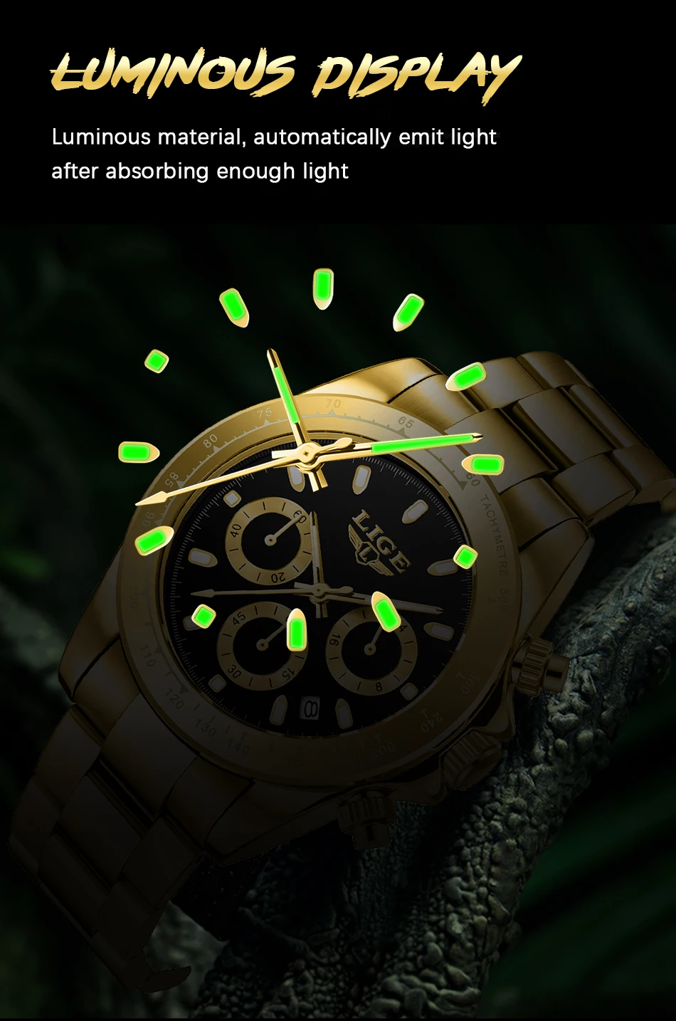 2022 LIGE Military Sport Mens Watches Top Brand Luxury Gold Quartz Watch For Men Stainless Steel Waterproof Clock Men's Watch