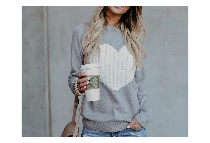 Gentillove, женские осенние зимние пуловеры, с длинным рукавом, с сердечком, вязаные, женские свитера, тонкие, для женщин, джемперы размера плюс, Steetwear