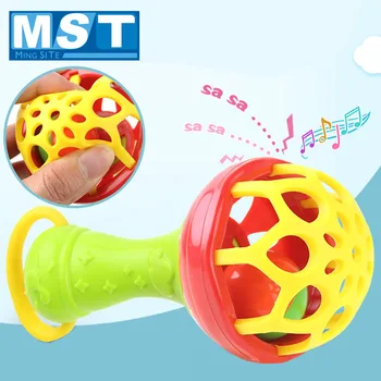 

Hand Bells For Kid Newborns Baby Rattles Soft Tooth Rubber Teether Hand Knocking Rattles Infant Education Baby Toys 0-12 Months