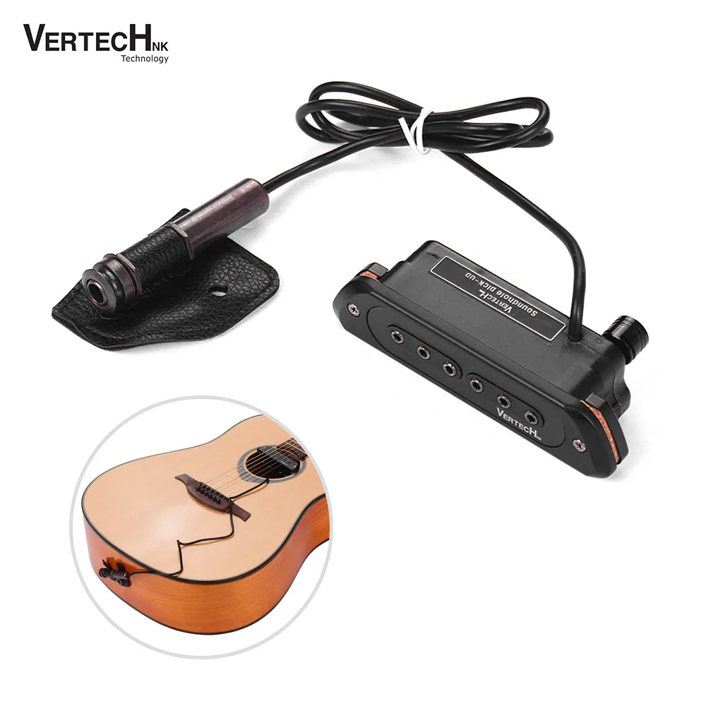 VERTECHnk VS-8M Active Guitar Soundhole Pickup Transducer Humbucker + Mic Dual Pick-up with 6.35mm Endpin Jack Volume Control |