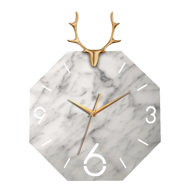 

Nordic Light Luxury Clock Quartz Clock Wall Clock Living Room Home Fashion Creative Shaped Mute Deer Head Bedroom Clock