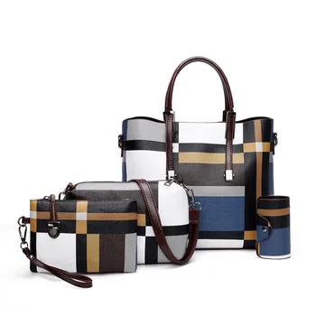 

2020 Bag for Women 4pcs Women Handbag Shoulder Bag Leather Tote Serpentine Print Crossbody Bags Tassel Clutch Messenger Bag