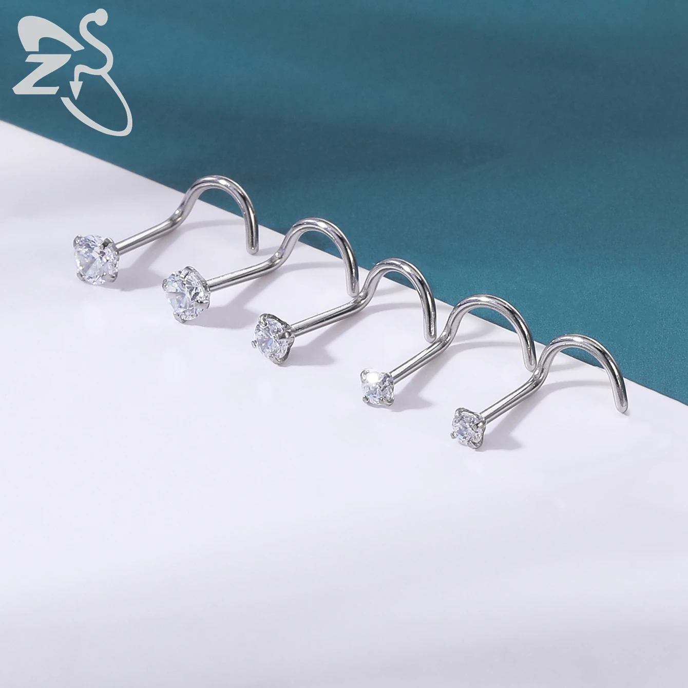 Piercing Jewelry Nose Studs Body Piercing Jewelry Body Jewelry ZS 3-12pcs/lot 20G Stainless Steel Nose Stud Set for Women CZ Crystal Round Nose Piercings L Shape Nostril Piercing Body Jewelry