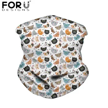 

FORUDESIGNS Cartoon Cat Print Cute Bandanas Quick Dry Women Balaclava Face Scarf Youth Girls Novelty Travel Headband Neckerchief
