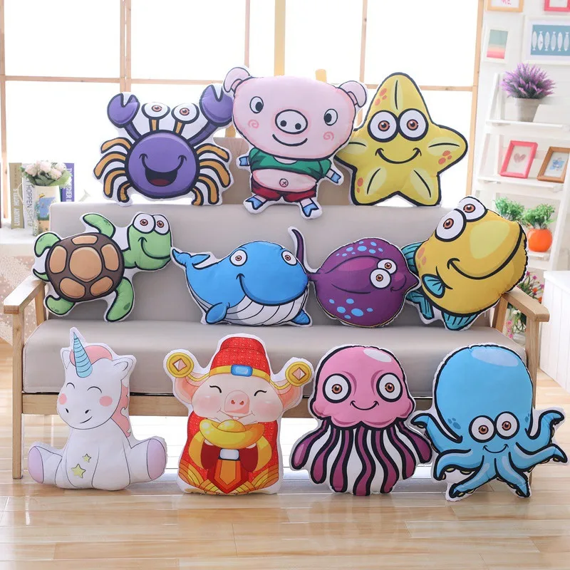 

Cute Cartoon Marine Animal Pillow Octopus Starfish Turtle Whale Plush Nap Pillow Chair Cushion Removable And Washable