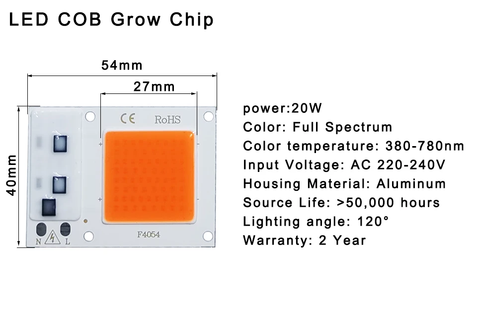 LED Grow COB Light Chip Full Spectrum AC 220V 10W 20W 30W 50W No need driver For Growth Flower Seedling Grow Plant Lighting