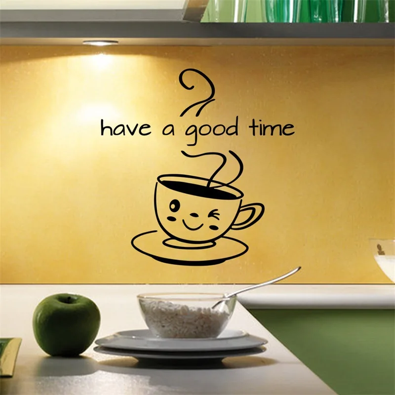 Top Cute coffee cup Wall Sticker living room kitchen Coffee shop Home