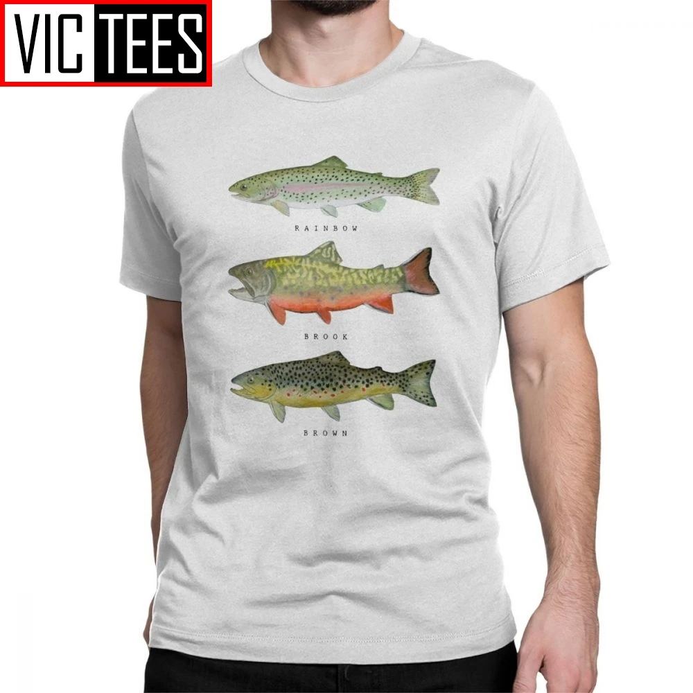 Men T Shirts Brown Rainbow Trout Triad Funny Fishing Fly Fishing Tees  Clothes Cotton Printed T-Shirt - AliExpress