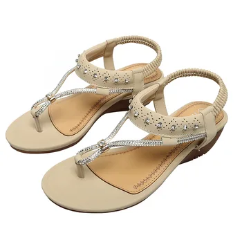 

High Quality Women's Sandals Summer Shoes Ladies Sandals Leather Flat Slippers Clip Toes Non-slip Beach Shoes X9X08024