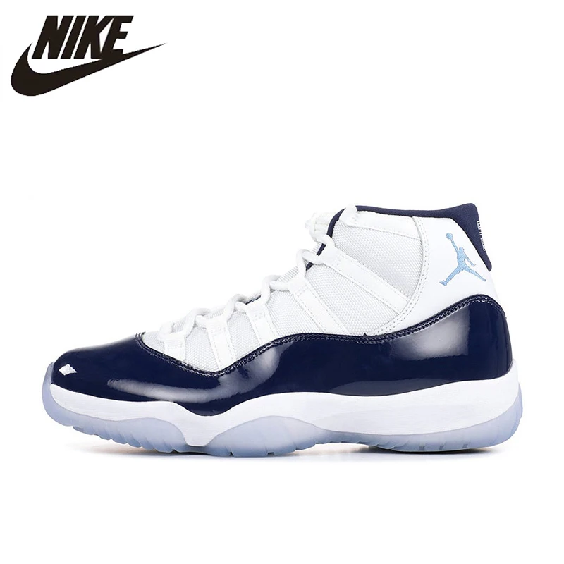 Nike AIR JORDAN 11 CONCORD GS Aj11 Женская Баскетбольная обувь белый и черный амортизация