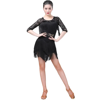 

New Latin Dance Dress Women Girls Lady Sexy Latin Dance Practice Clothes Dance Performance Clothing Tassel Dress Rk