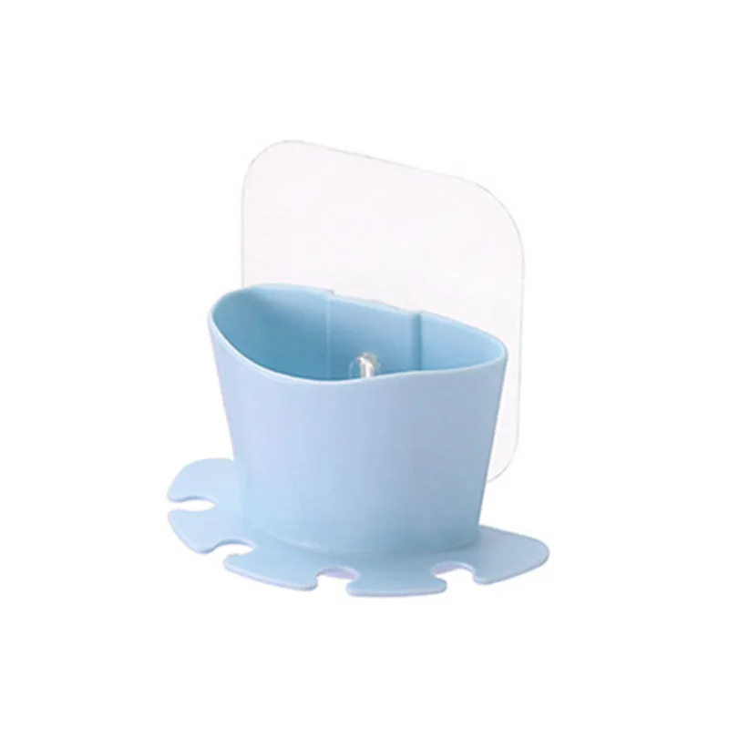 Blue Suction Toothbrush Holder Toothpaste Storage Rack Shaver Shelf Tooth Brush Case Dispenser Organizer Bathroom Accessories Set - Color: Blue