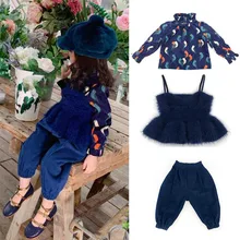 Комплекты модной одежды для маленьких девочек; Вельветовая блузка из меха норки; комплект из блузки на бретельках и штанов; детская брендовая Дизайнерская одежда; сезон весна-Зима