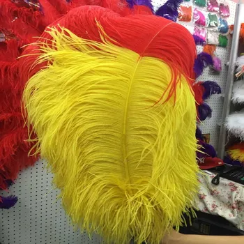 

Hot Sale 50 pcs Yellow and Red 28-30inches/70-75cm "thick stem" male ostrich feathers Wedding Birthday Christmas Decoration