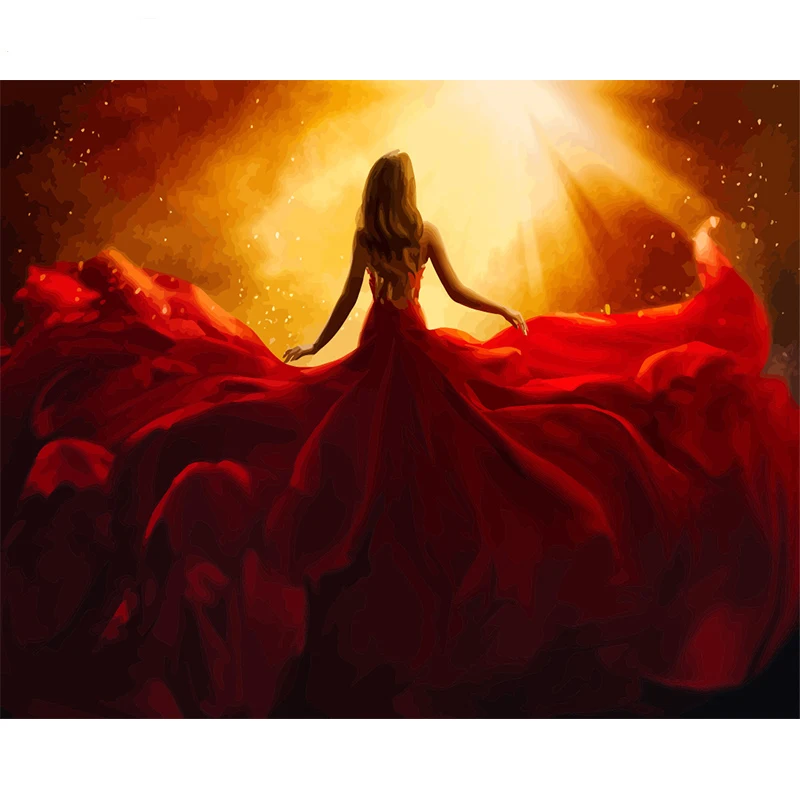 

Wedding Dress Oil Painting By Number Girl Figure On Canvas Frame DIY Craft Kit Color Drawing For Adults Home Decoration Wall Art