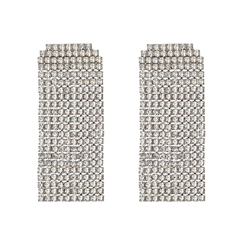 

European and American wind-blinging square light-drilling fluid-in-one ear-ring new style earrings