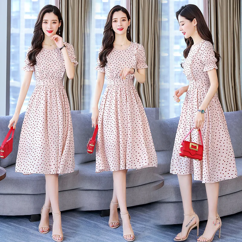 

Polka Dot Dress Summer Wear 2019 New Style Very Fairy of Popular Mid-length Elegant Slimming Hipster Fairy Skirt