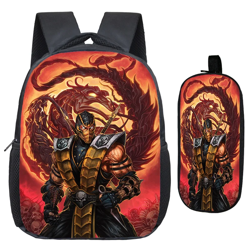 Милый Скорпион в mmoral Kombat X Mask 2 шт./компл. Рюкзак Школьные сумки отличное качество печати сумки красивый детский сад рюкзак