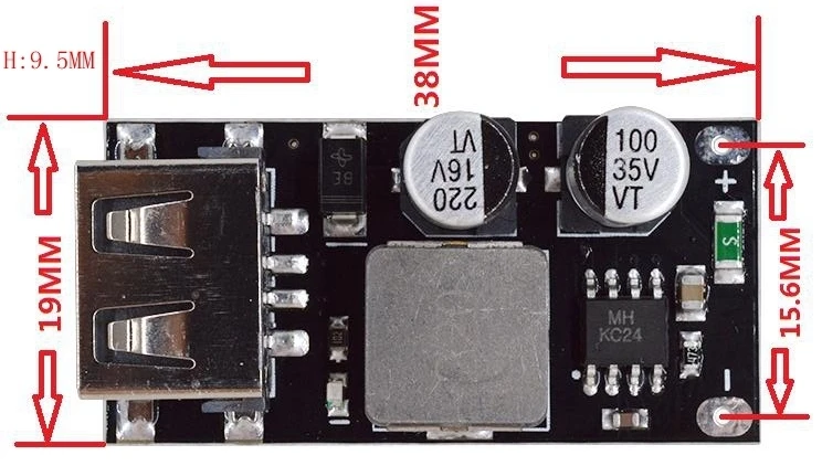 MH-KC24 QC3.0 QC2.0 USB DC-DC Buck Converter Charging Step Down Module 6-32V 9V 12V 24V to Fast Quick Charger Circuit Board 5V buck converter step down module circuit board
