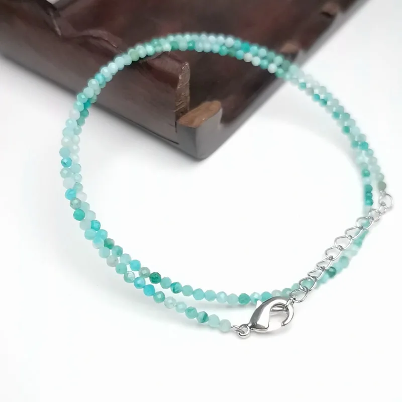 Cute and Simple Lapis Lazuli Crystal Quartz 2mm Mini Beads Pendant Necklace Handmade Nepal Jewelry Girls Choker Necklace
