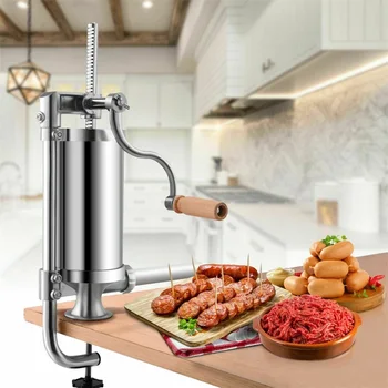 

1.5 L Stainless Steel Vertical Sausage Stuffer Maker High Quality Stainless Steel 4 Sizes of Sausage Tubes Kitchen Tools KC42155