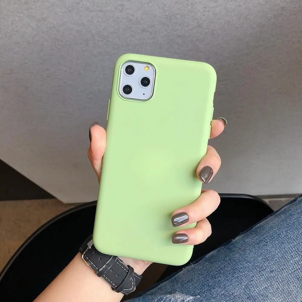 Черный Простой однотонный ТПУ набор защитный чехол для iphone 6 7 8/6 7 8 plus/11pro Maxx xs xr/xs max Гладкий мягкий чехол для телефона - Цвет: Черный