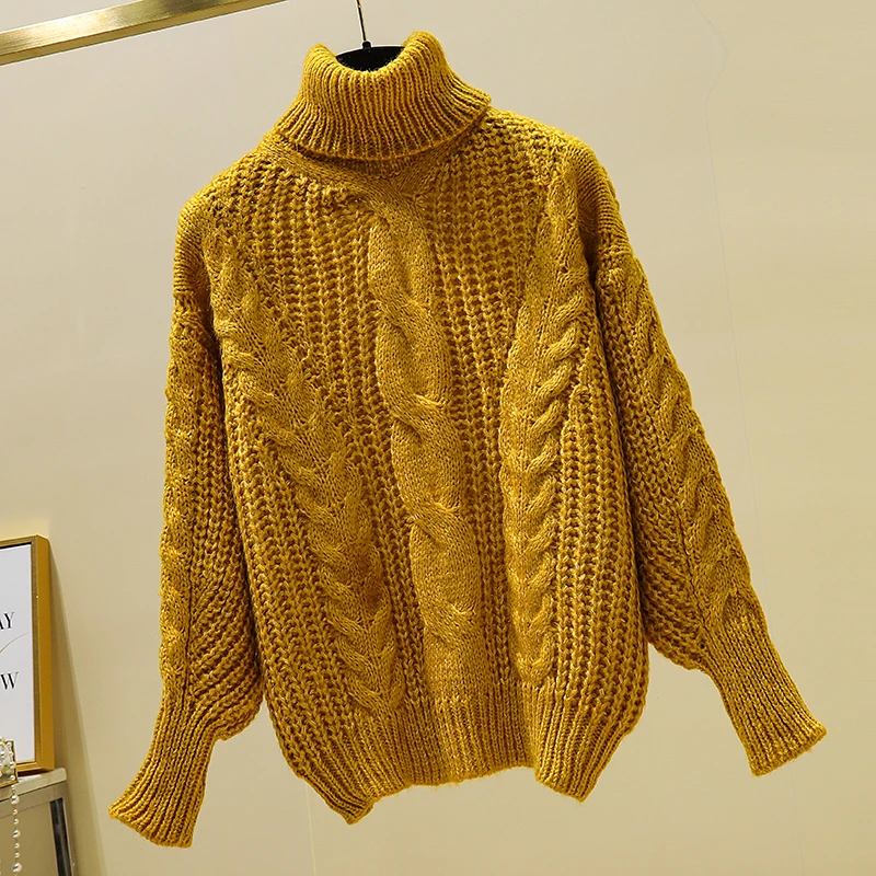 

Thick Knitted Sweater Pullover Solid Long Sleeve Pull Femme Fashion New 2019 Sueter Mujer Female Jumper Women Winter Feminino