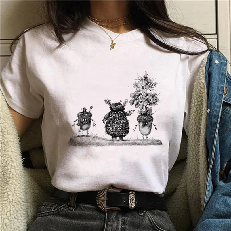 

Mushroom Printed T Shirt Women Fashion Anime Top Tee Japanese Summer Cartoon Tshirt Kawaii Aesthetic Female T-shirt for Women