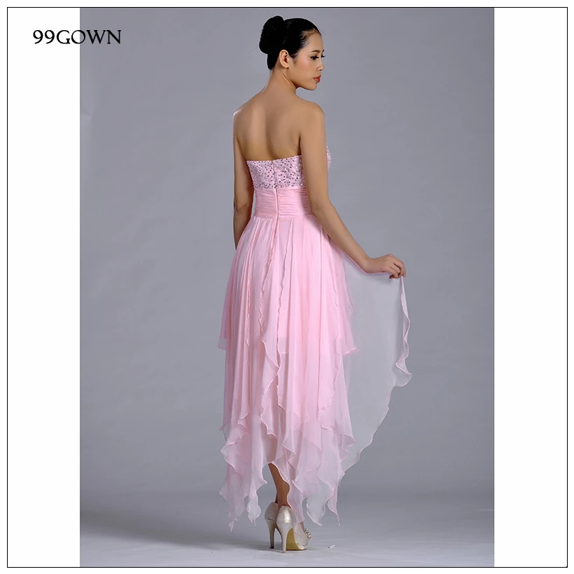 99GOWN свадебное платье для вечеринки, розовое шифоновое платье подружки невесты, роскошное расшитое блестками платье с открытыми плечами для невесты, свадебное платье для гостей
