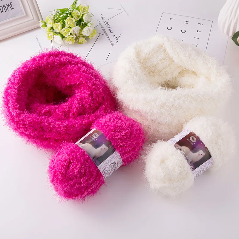 Long-Haired Mink Wool Cashmere Yarn  Crochet Mohair Merino Knitting 100+40g