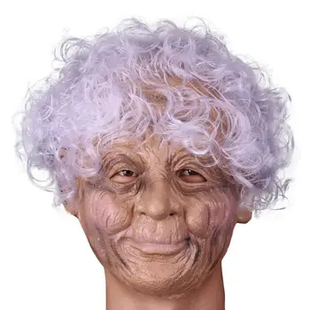 

Old Man Smile Mask Cosplay Full Head Latex Mask Halloween Horror Funny Cosplay Party Pops Mask Wig Old Man Masquerade Mask