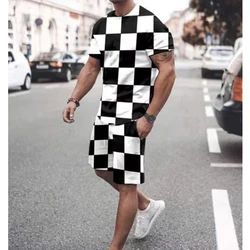 T Shirt à manches courtes et Short pour hommes, vêtements de sport en 2 pièces, décontractés, à la mode, pour la course en plein air, le Fitness, nouvelle collection été 