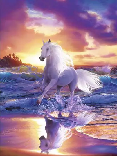 

NEUE 5D DIY Diamant Malerei Weiß Horse & Meer Diamant Stickerei Kreuz Stich Hand Geschenk Voller Strass Dekoration