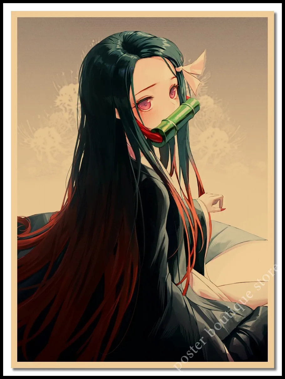 Японский аниме Demon Slayer крафт плакат: Kimetsu no Yaiba Kamado Tanjirou Kamado Nezuko настенный стикер с изображением домашнего декора - Цвет: 17