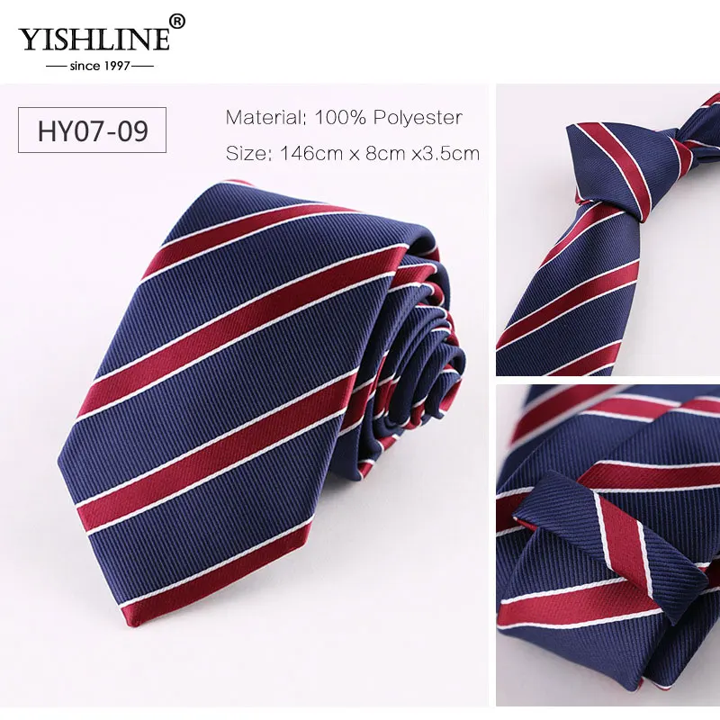 YISHLINE Модный 7 см мужской галстук в полоску и горох цветочный 1200 иглы шейный галстук для галстука жениха свадебный галстук тощий синий красный