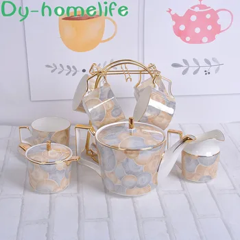 

Ceramic Coffee Tea Set Gift Box Bone China Lemon Pattern Coffee Pot Cup Sugar Bowl Milk Jug Afternoon Tea Set Household Goods