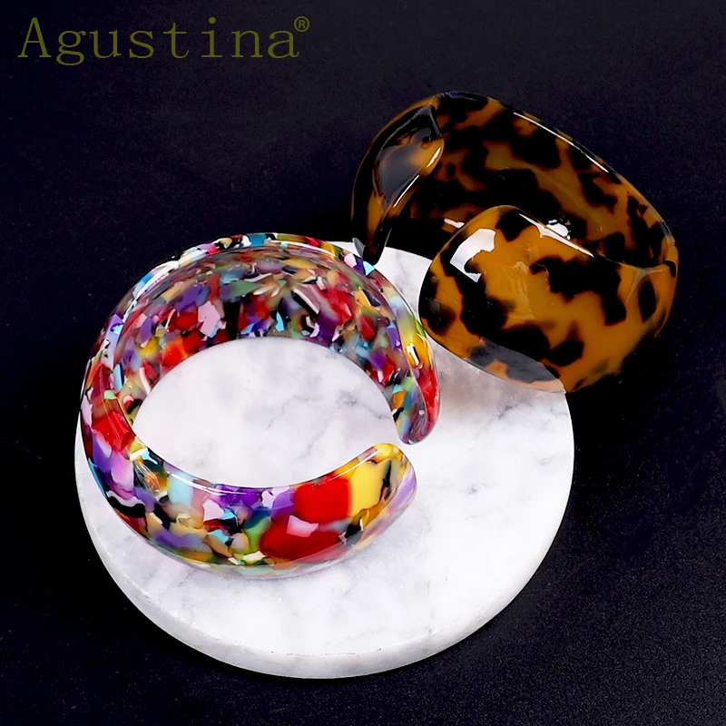 XFSRG Set 3 Bracciale Rigido in Resina Acrilica Braccialetti Vintage Design Geometrico Irregolare Colorati e Eleganti Accessori Bigiotteria Moda Donna
