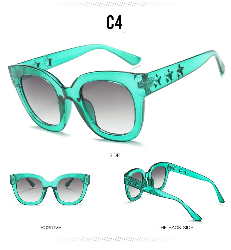 Новинка, роскошные брендовые дизайнерские женские негабаритные солнцезащитные очки "кошачий глаз", женские солнцезащитные очки в оправе со звездами, зеркальные солнцезащитные очки для женщин