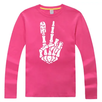 

SKull Fingers T Shirt Punk Rock Style Long sleeve Tee Shirt Fashion Clothes YES Skull fingers printed t-shirt Many Sizes