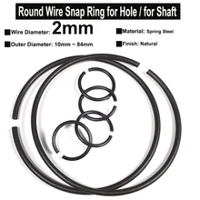 10Pcs Wire Diameter φ2mm Spring Steel Round Wire Snap Rings for Hole Retainer Circlips for Shaft OD=10mm~84mm