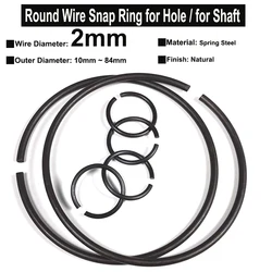 10Pcs Wire Diameter φ2mm Spring Steel Round Wire Snap Rings for Hole Retainer Circlips for Shaft OD=10mm~84mm