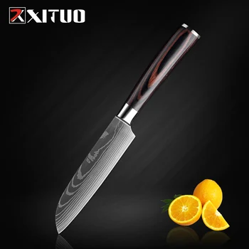 

XITUO Kitchen Knives Chef Knives 5" Paring Utility Slicing Knife Cooking Tool 7 CR17 Stainless Steel Pattern Vegetable Knife New